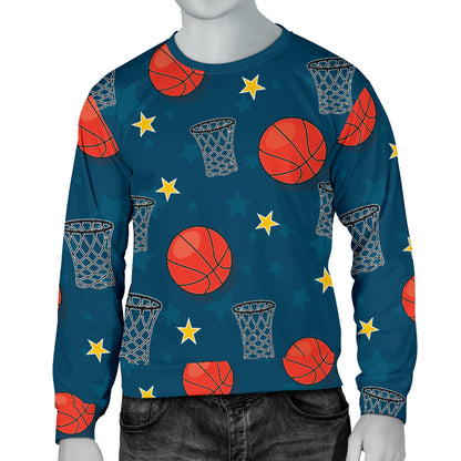 Basketball Classic Print Pattern Men Long Sleeve Sweatshirt