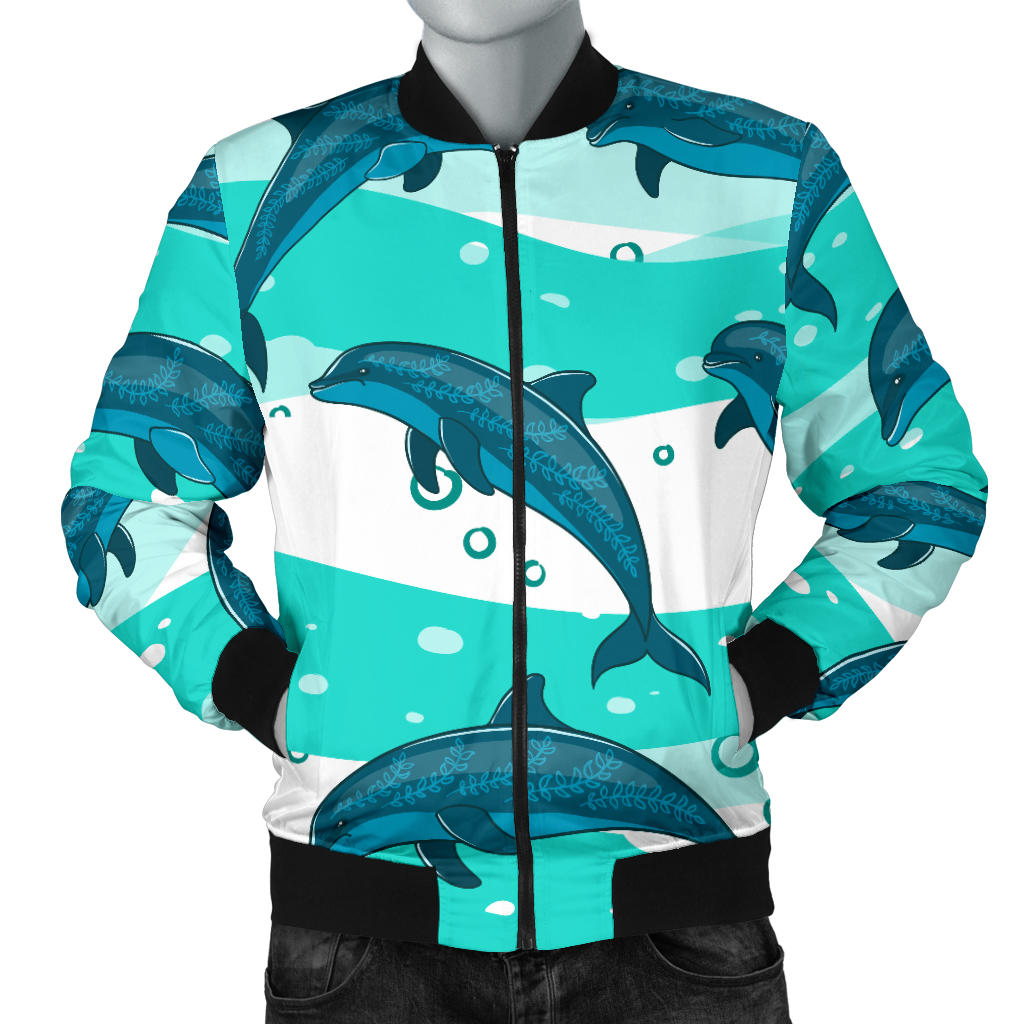 Dolphin Design Print Pattern Men Bomber Jacket
