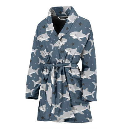 Shark Print Design LKS305 Women Bathrobe