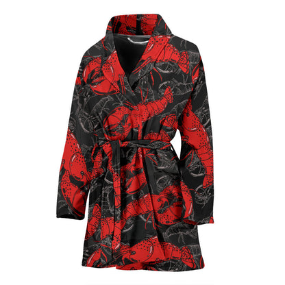 Lobster Pattern Print Design 04 Women Bathrobe