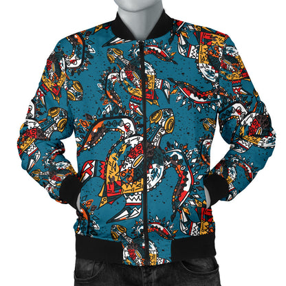 Sea Turtle Tribal Colorful Hand Drawn Men Bomber Jacket