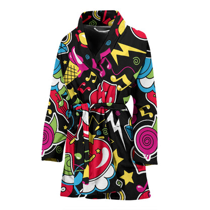 Pop Art Pattern Print Design A04 Women Bathrobe