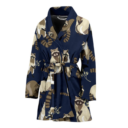 Raccoon Pattern Print Design A06 Women Bathrobe