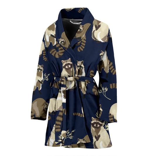Raccoon Pattern Print Design A06 Women Bathrobe