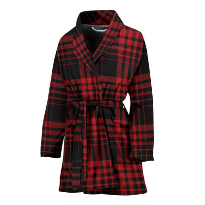 Tartan Red Black Print Design LKS303 Women Bathrobe