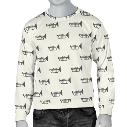 Trumpet Pattern Themed Print Men Long Sleeve Sweatshirt