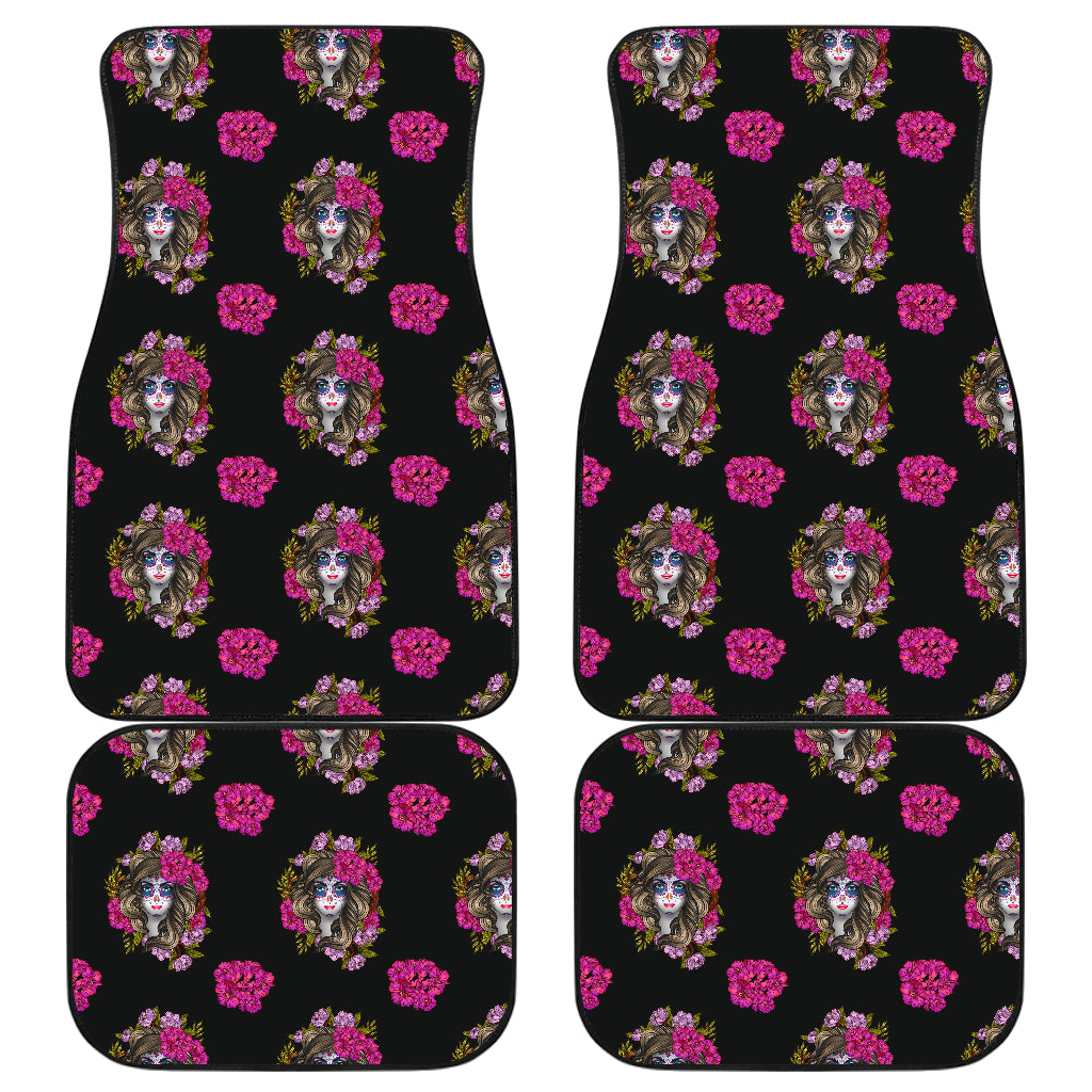 Day of the Dead Makeup Girl Car Floor Mats Front Back