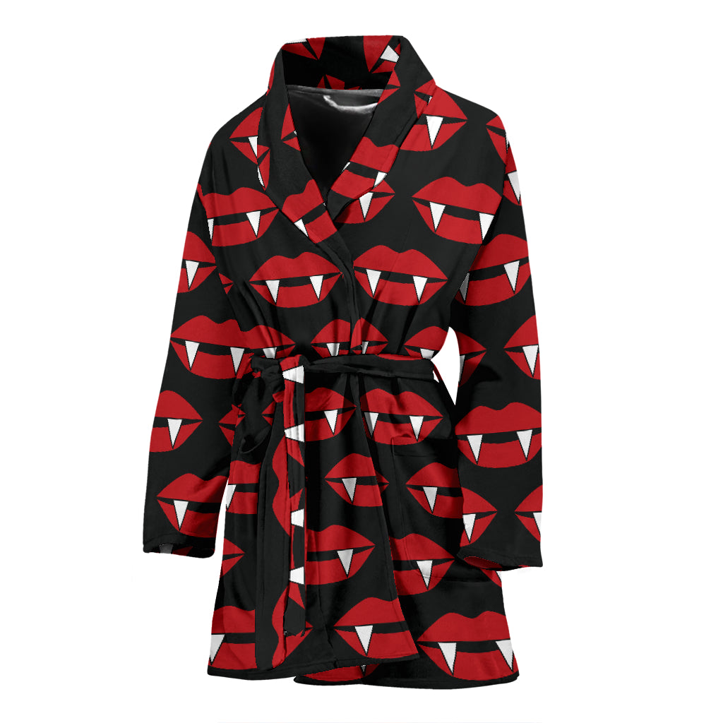 Vampire Lips Print Design LKS302 Women Bathrobe