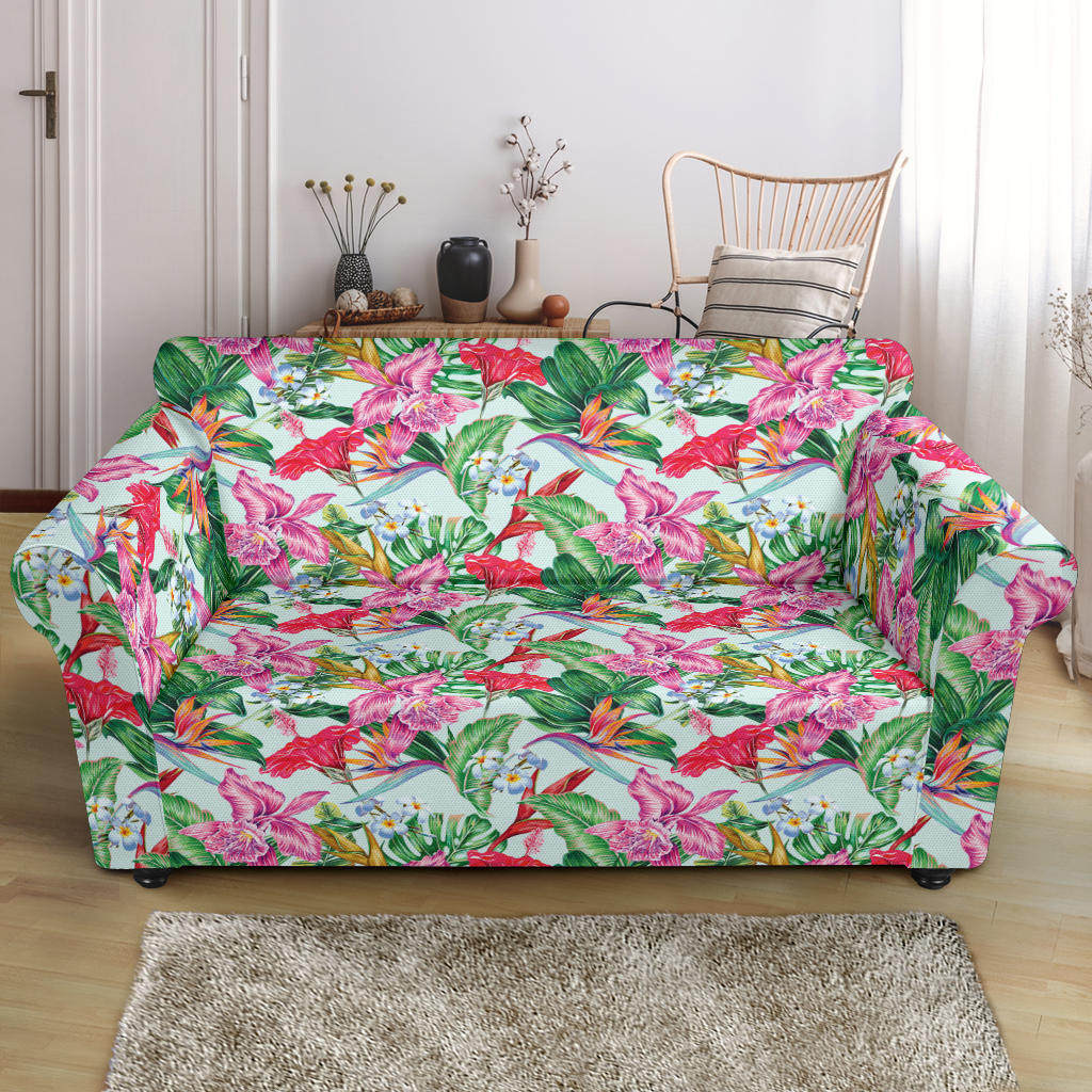 Tropical Flower Print Design LKS304 Loveseat Couch Slipcover