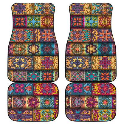 Mandala Style Design Print Car Floor Mats Front Back
