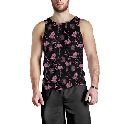 Flamingo Pink Print Pattern Men Tank Top