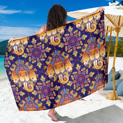 Ganesha Pattern Print Design 01 Sarong Pareo Wrap