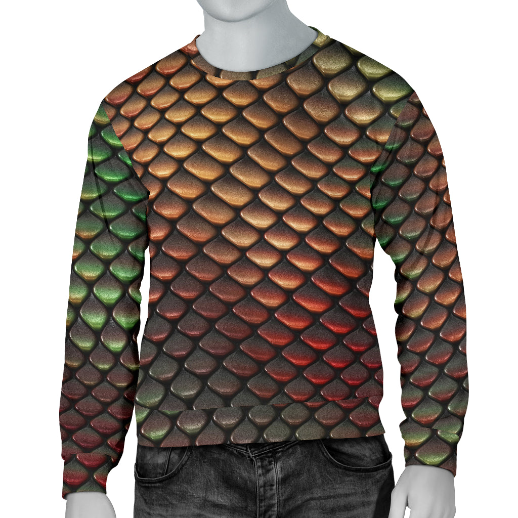 Snake Skin Colorful Print Men Long Sleeve Sweatshirt