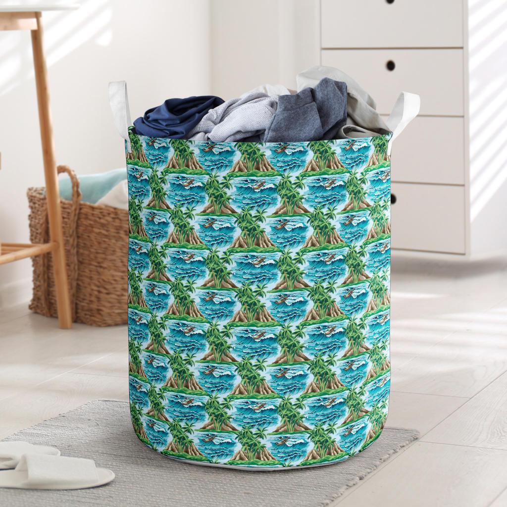 Palm Tree Hawaiian Themed Design Print Laundry Basket