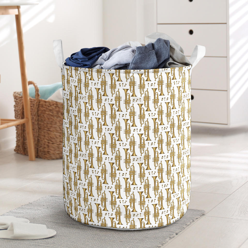 Trumpet with Music Note Print Laundry Basket