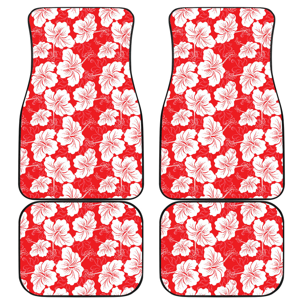 Flower Hawaiian Hibiscus Red Background Print Car Floor Mats Front Back