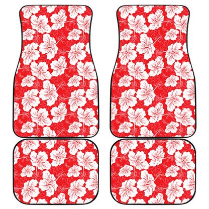 Flower Hawaiian Hibiscus Red Background Print Car Floor Mats Front Back