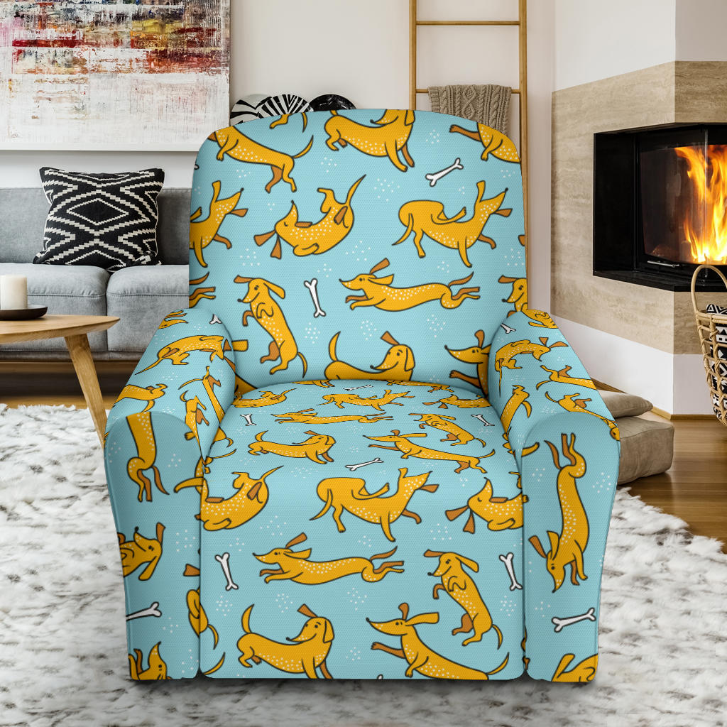 Dachshund Pattern Print Design 08 Recliner Slipcover with Pocket