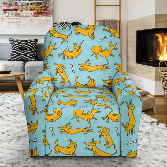 Dachshund Pattern Print Design 08 Recliner Slipcover with Pocket
