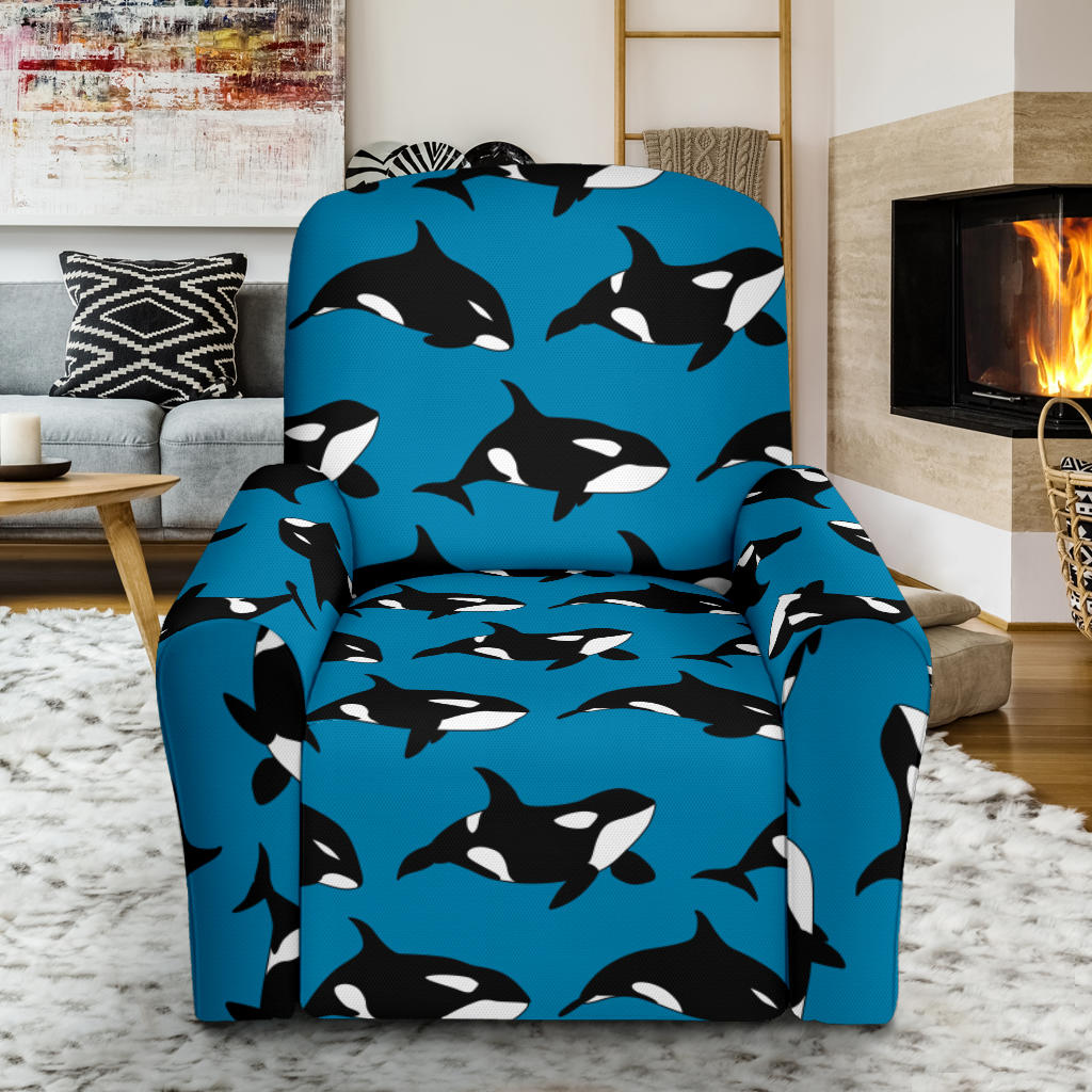 Whale Print Design LKS304 Recliner Slipcover with Pocket