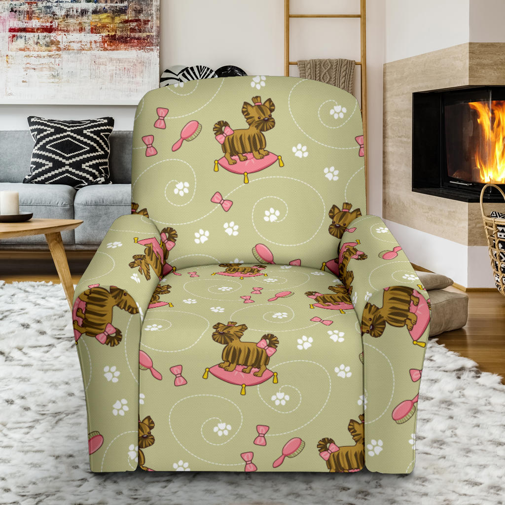 Yorkshire Cute Terriers Print Design LKS301 Recliner Slipcover with Pocket