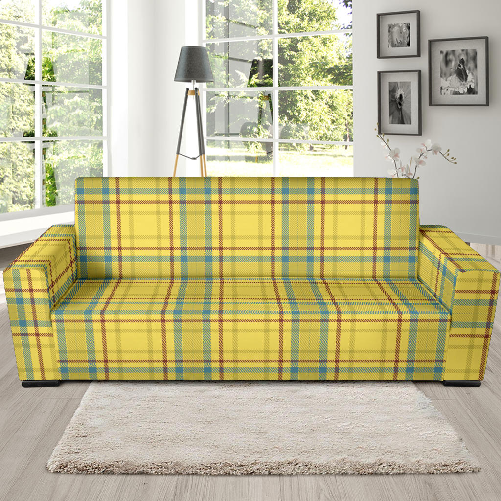 Tartan Yellow Print Design LKS301 Sofa Slipcover
