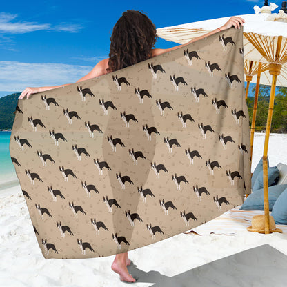 Boston Terrier Pattern Print Design 02 Sarong Pareo Wrap