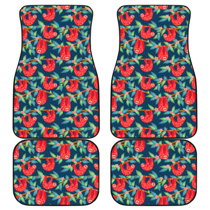 Sloth Red Design Themed Print Car Floor Mats Front Back