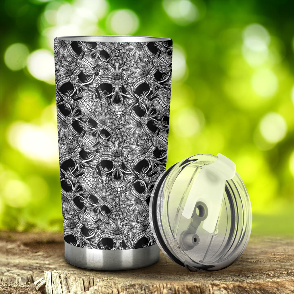 Skull Tattoo Design Print Tumbler
