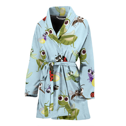 Ladybug Pattern Print Design 01 Women Bathrobe