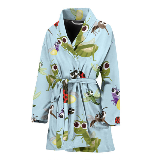 Ladybug Pattern Print Design 01 Women Bathrobe