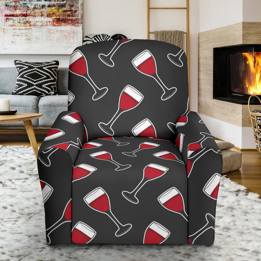 Wine Print Design LKS308 Recliner Slipcover with Pocket