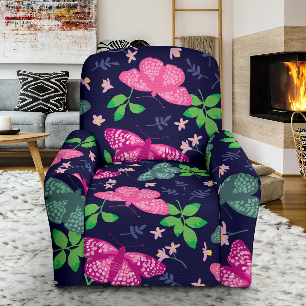 Monarch Butterfly Pattern Print Design 03 Recliner Slipcover with Pocket