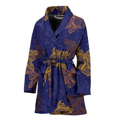 Goldfish Pattern Print Design 01 Women Bathrobe