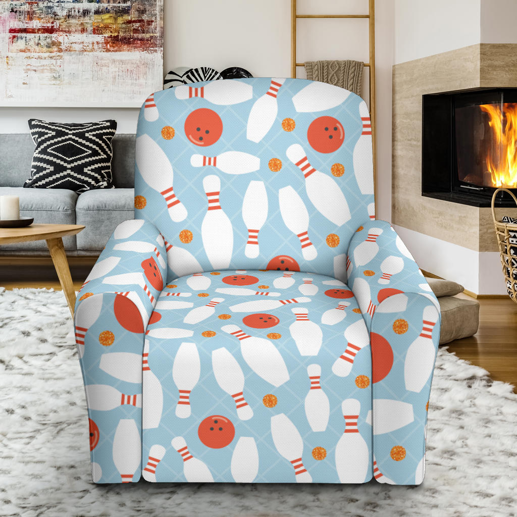 Bowling Pattern Print Design 09 Recliner Slipcover with Pocket