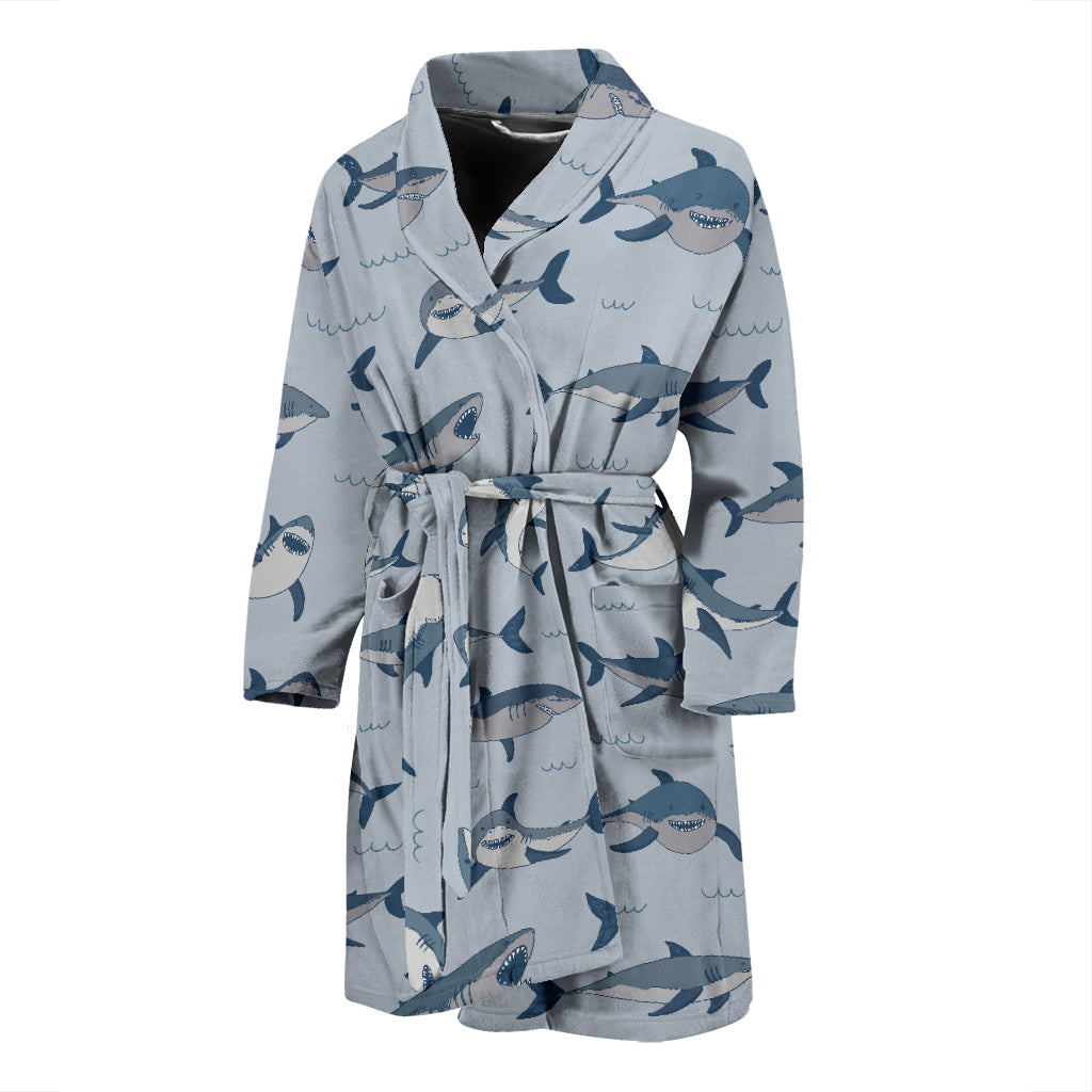 Shark Print Design LKS304 Men Bathrobe