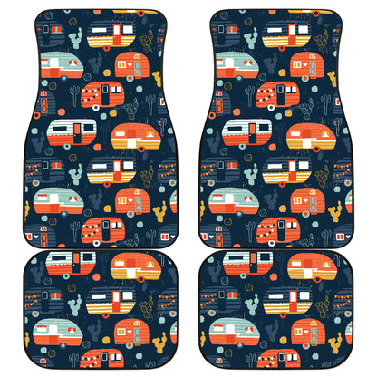 Camper Caravan Print Pattern Car Floor Mats Front Back