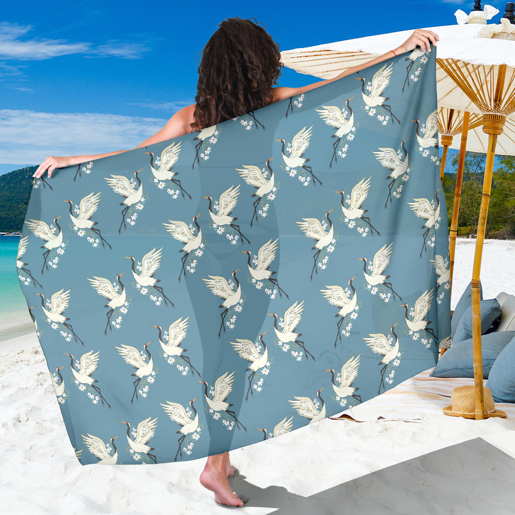 Crane Pattern Print Design 05 Sarong Pareo Wrap