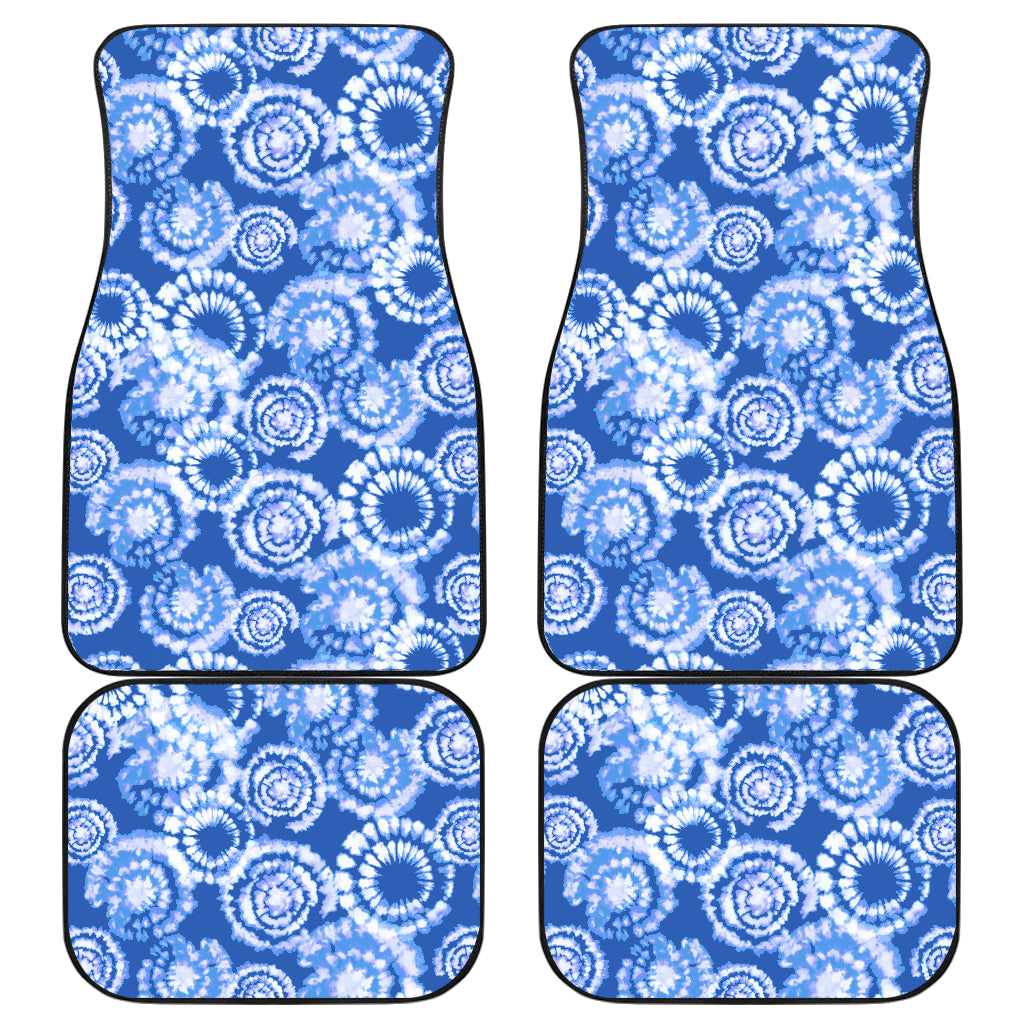 Tie Dye Blue Design Print Car Floor Mats Front Back