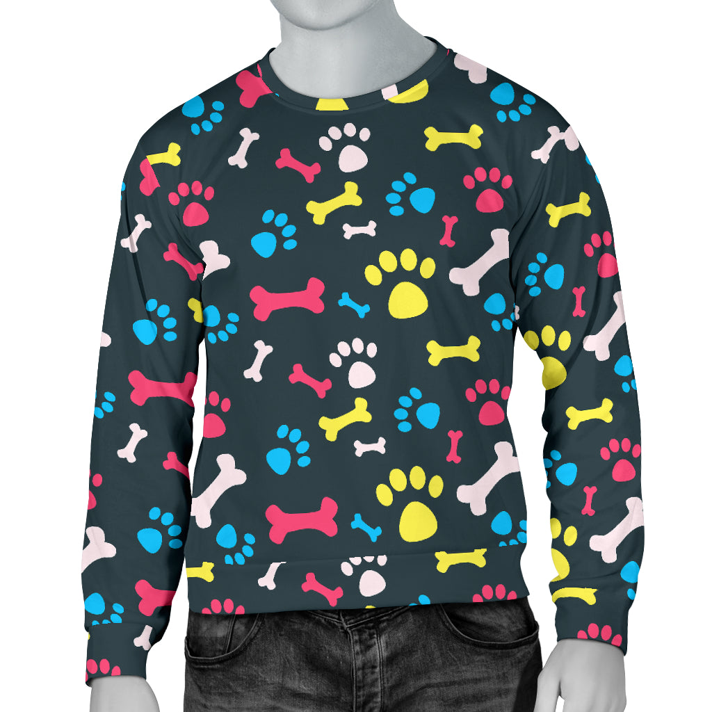 Paw Design Print Men Long Sleeve Sweatshirt