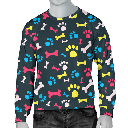 Paw Design Print Men Long Sleeve Sweatshirt