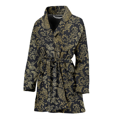 Brocade Pattern Print Design 04 Women Bathrobe