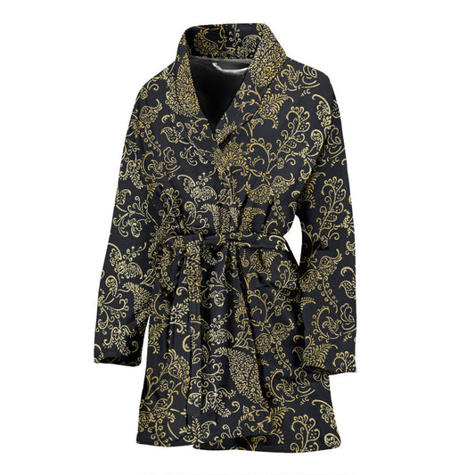 Brocade Pattern Print Design 04 Women Bathrobe