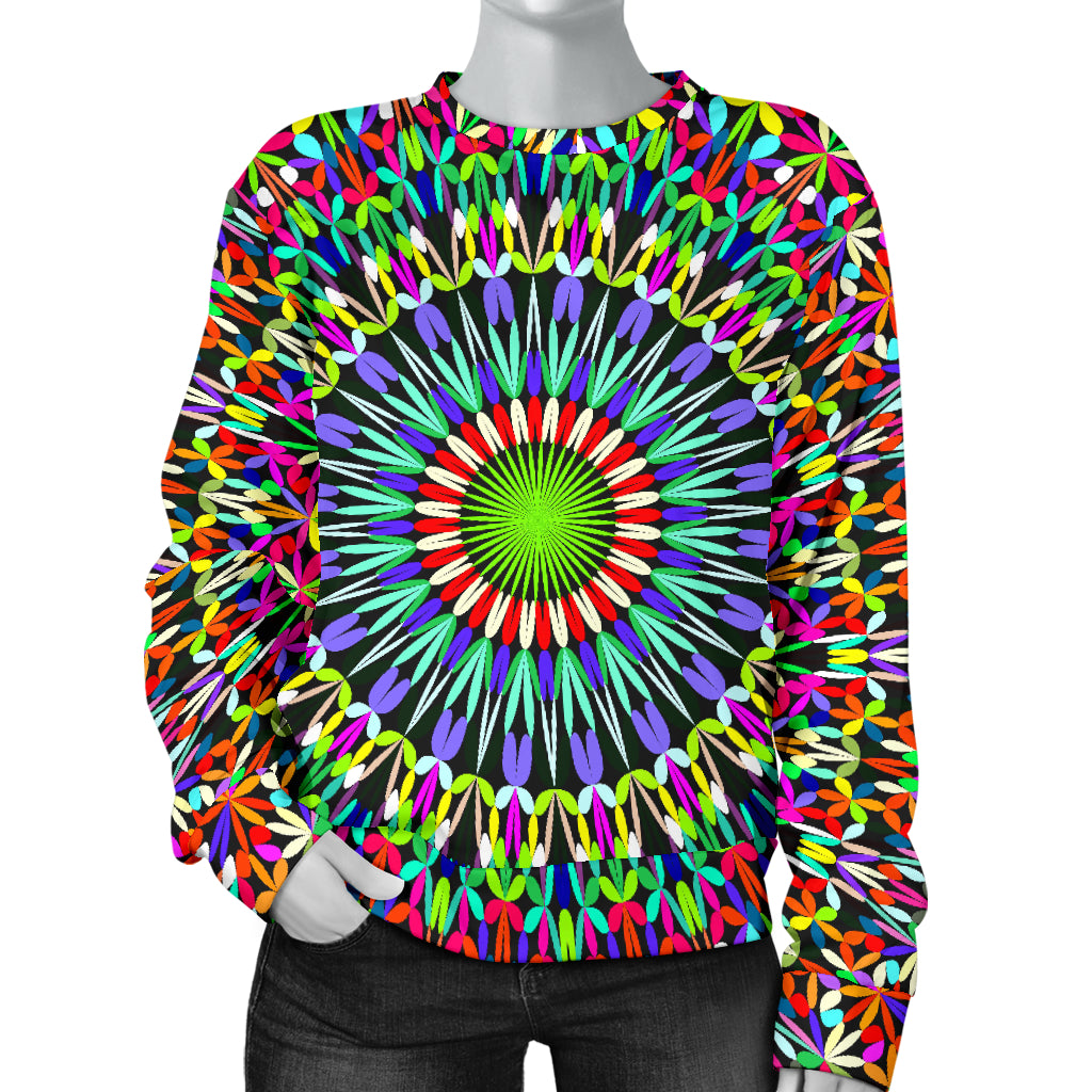 Bohemian Colorful Style Print Women Long Sleeve Sweatshirt