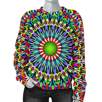 Bohemian Colorful Style Print Women Long Sleeve Sweatshirt