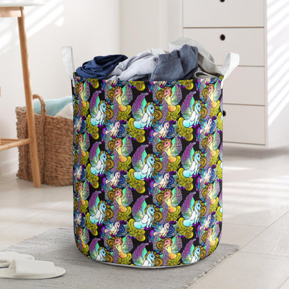 Unicorn With Wings Print Pattern Laundry Basket