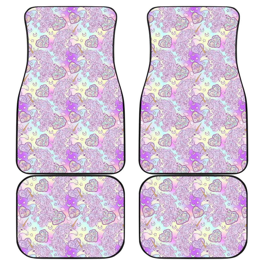 Unicorn Rainbow Star Heart Print Car Floor Mats Front Back