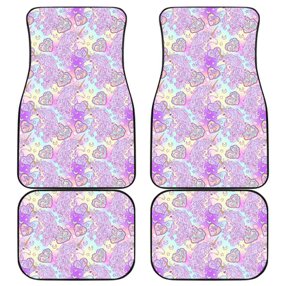 Unicorn Rainbow Star Heart Print Car Floor Mats Front Back