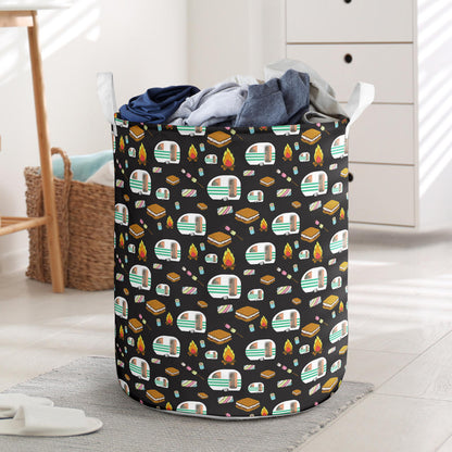 Camper marshmallow Camping Design Print Laundry Basket