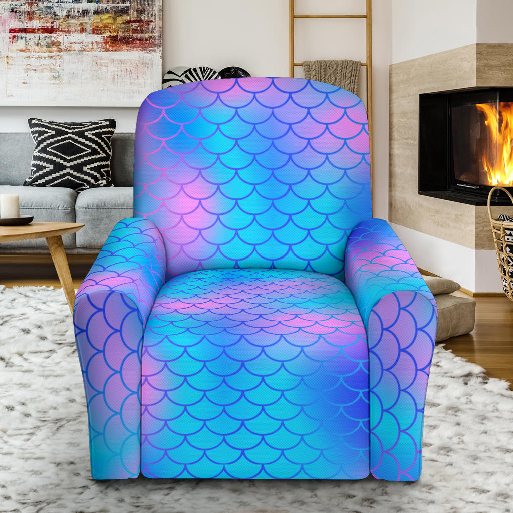 Mermaid Scales Pattern Print Design 04 Recliner Slipcover with Pocket